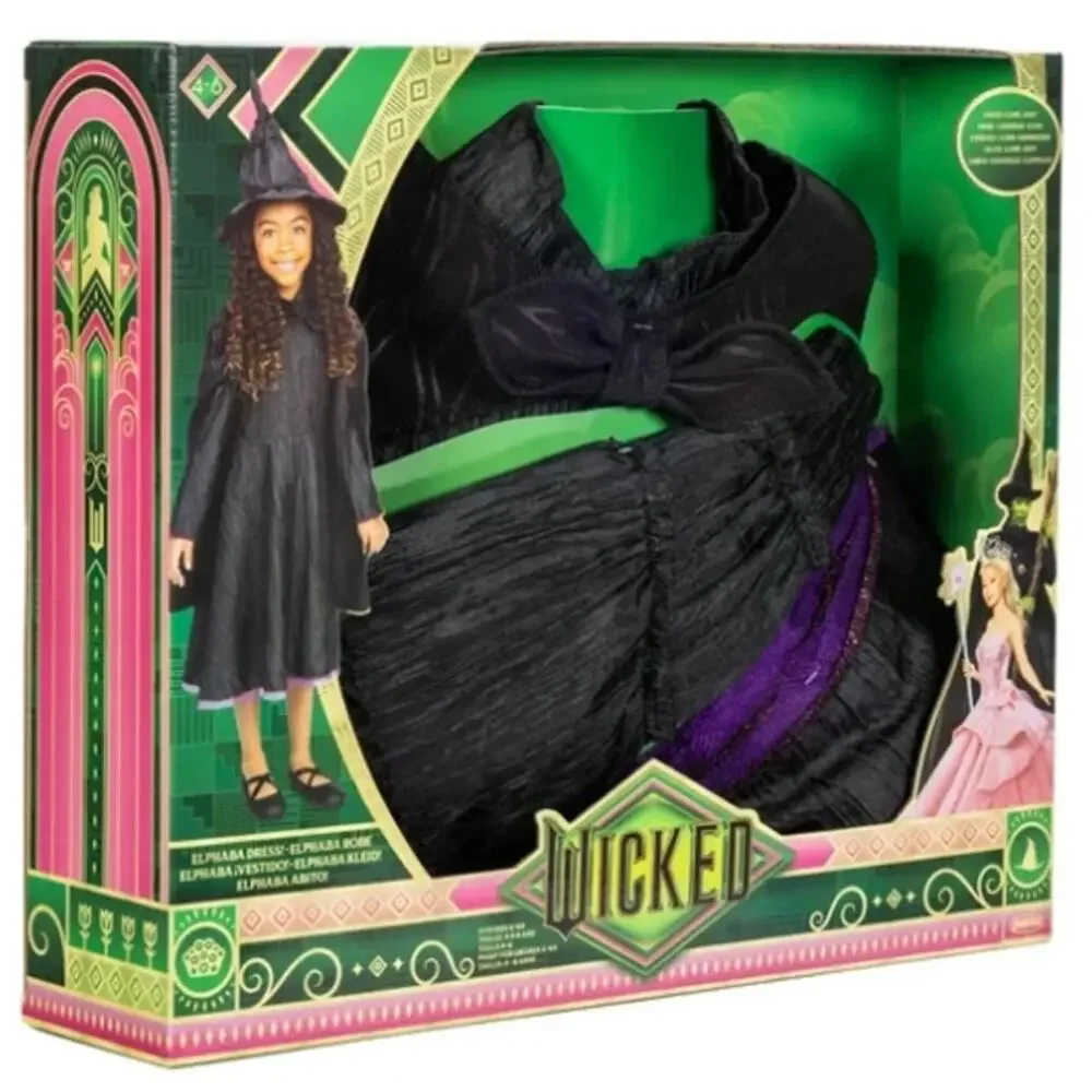 Wicked Deluxe Elphaba Black Dress & Accessories Girls Child Dress Up Size 4-6X